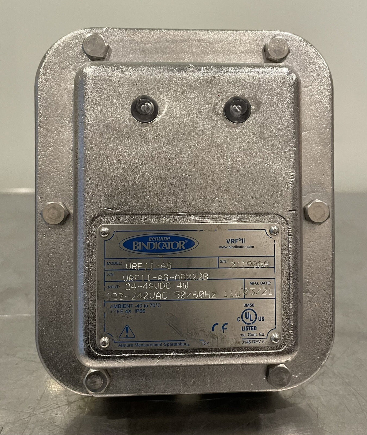 Bindicator VRFII-AG-ABX22B Level Sensor 120-240VAC 11W 50/60Hz VRFII-AG NEW!