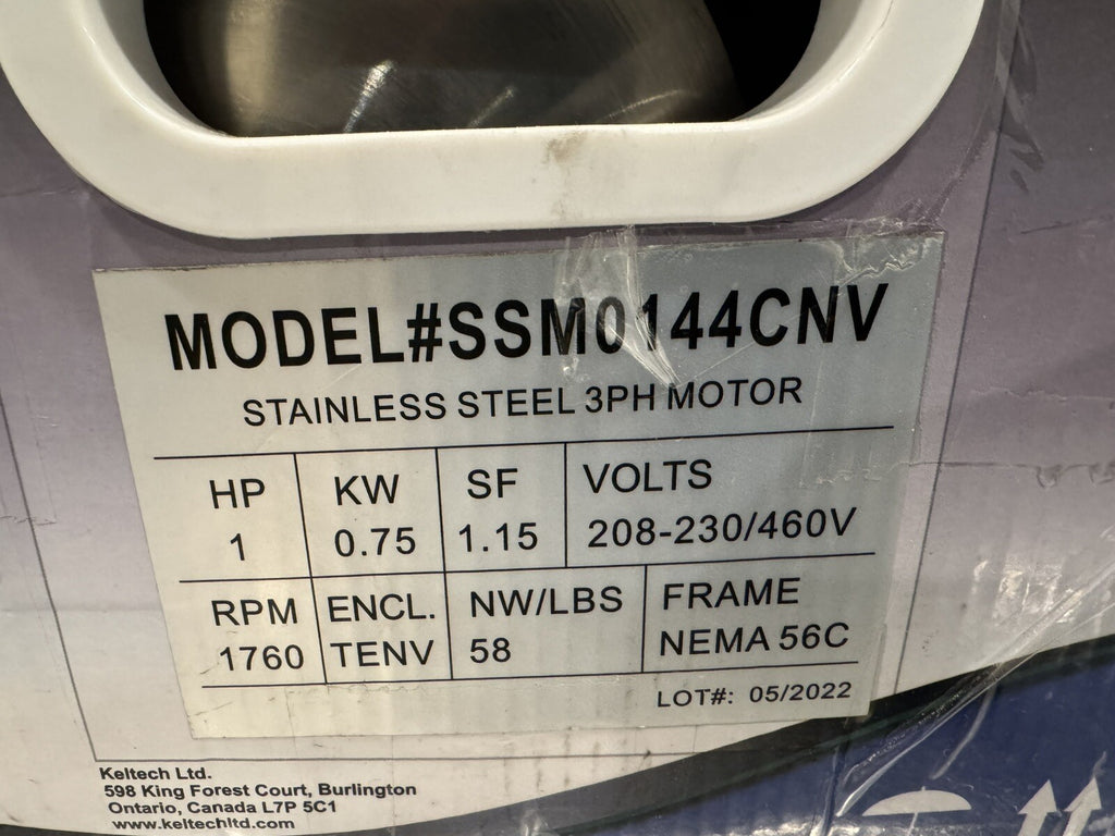 Keltech SSM0144CNV Washdown Motor 1HP 208-230/460V 1760 RPM NEW IN BOX!