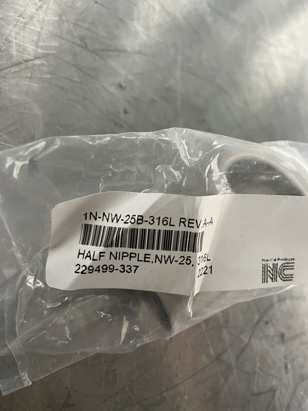Nor Cal 1N-NW-25B-316L Half Nipple Stainless Flange Vacuum Fitting NEW!