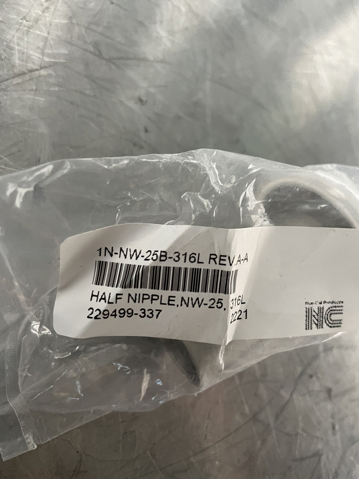 Nor Cal 1N-NW-25B-316L Half Nipple Stainless Flange Vacuum Fitting NEW!