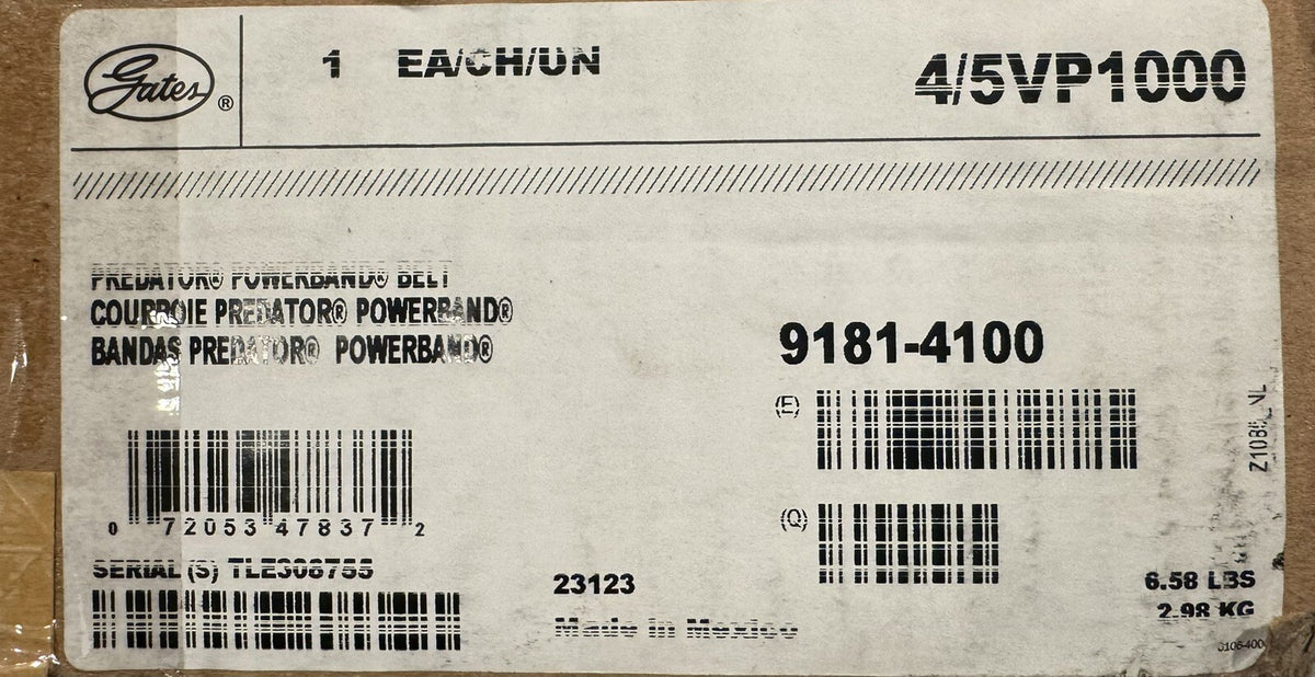 Gates 9181-4100 Predator Powerband V Belt Heavy Duty 4/5VP1000 NEW IN BOX!