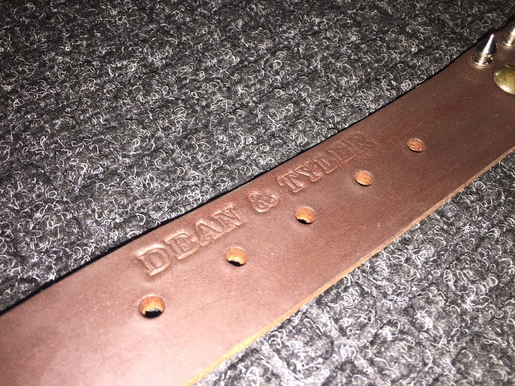 Dean And Tyler Brown Spiked Studded Genuine Leather Dog Collar 28" X 1.5" NEW