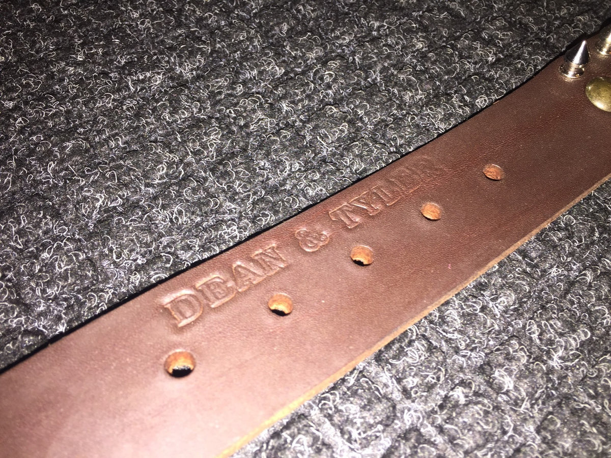 Dean And Tyler Brown Spiked Studded Genuine Leather Dog Collar 28" X 1.5" NEW