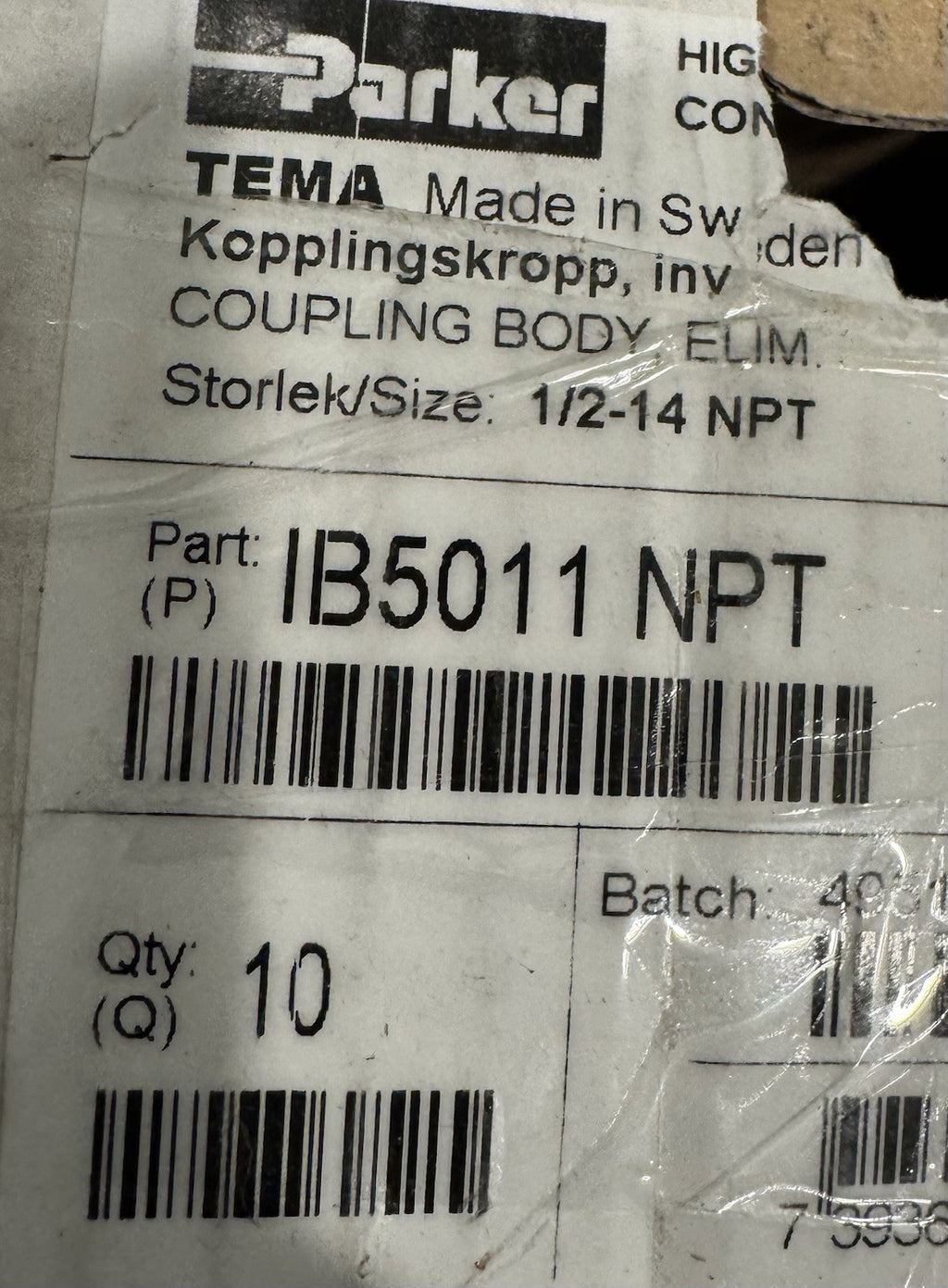 Parker IB5011 NPT Hydraulic Quick Coupling 1/2-14 NPT NEW! FREE SHIPPING!