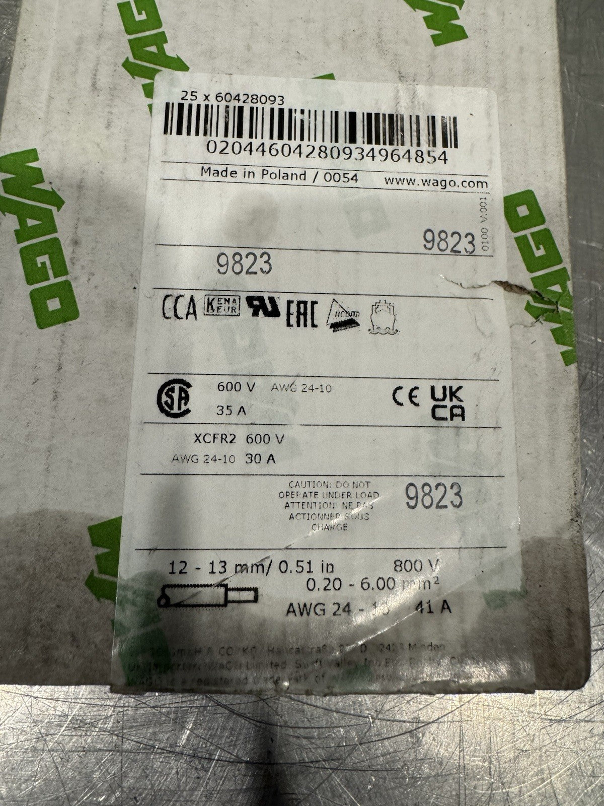 Wago 60428093 Conductor Terminal Block 25 PACK NEW! FREE SHIPPING!