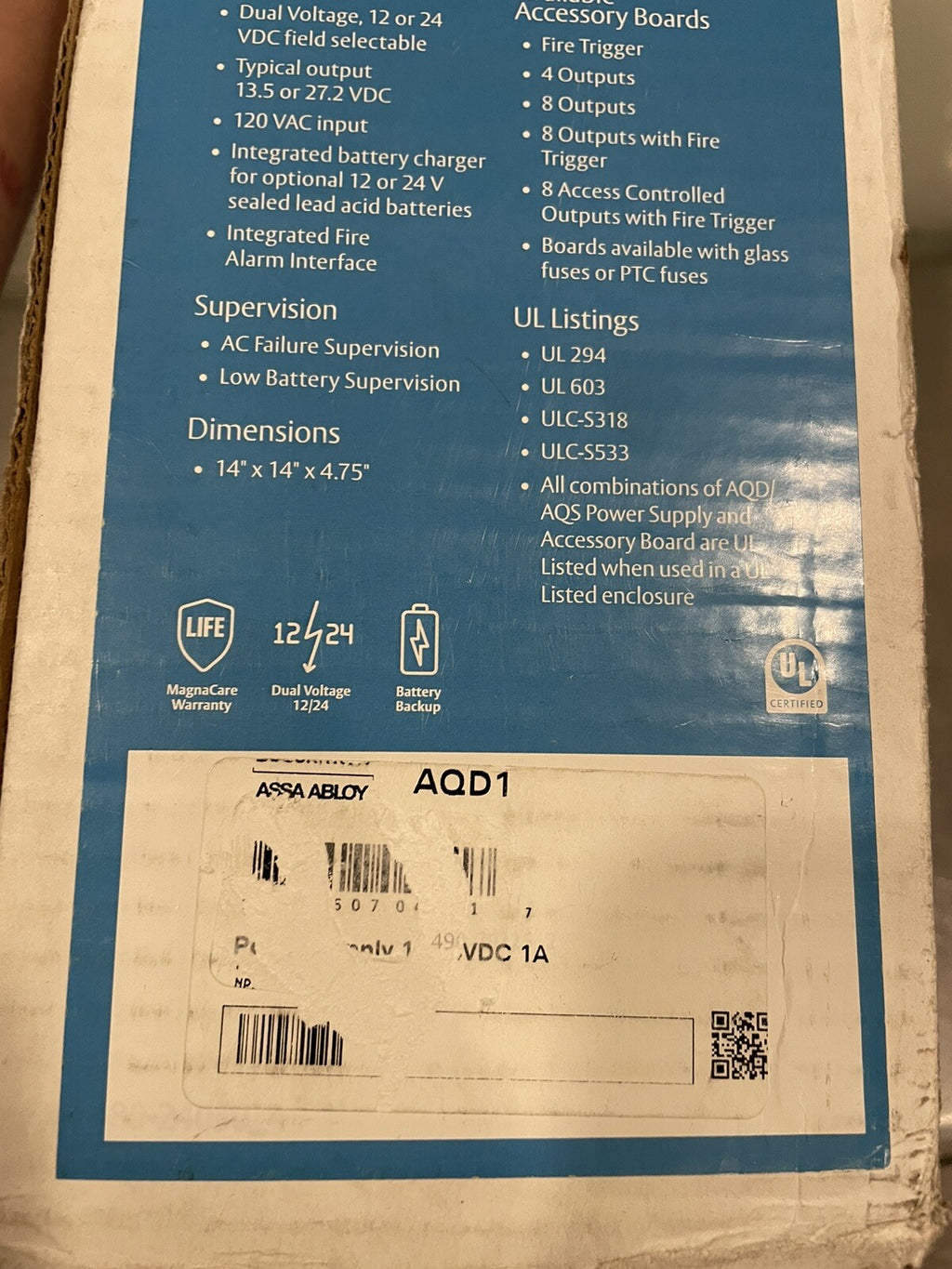 Securitron AQD1 Power Supply Assa Abloy 12VDC 24VDC NEW IN BOX! FREE SHIPPING!