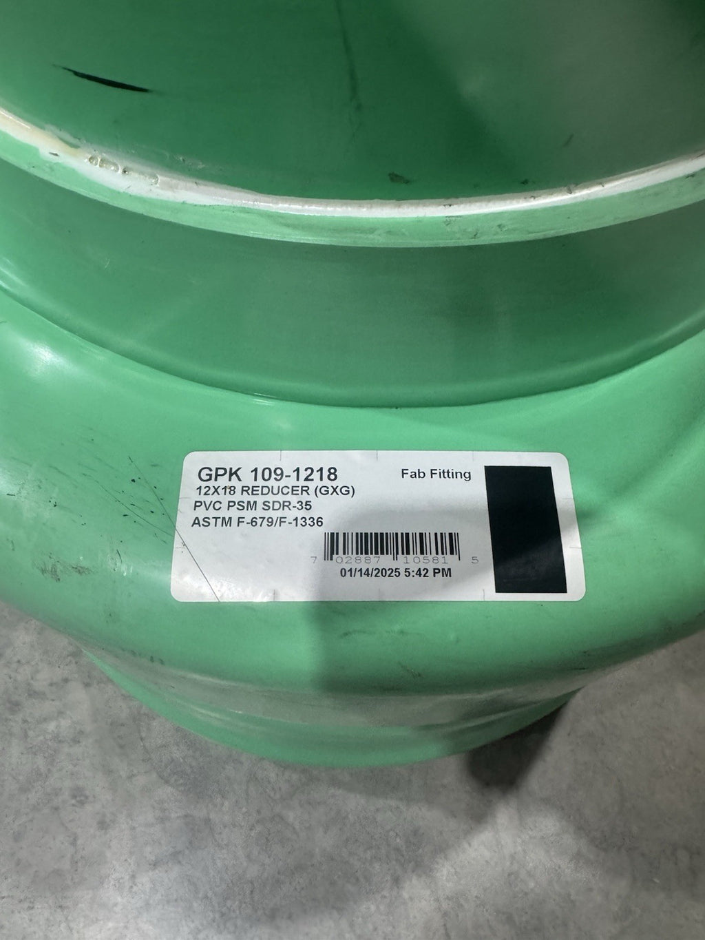 GPK 109-1218 Reducer 12x18 PVC PSM SDR-35 ASTM F-679/F-1336 NEW! FREE SHIPPING!