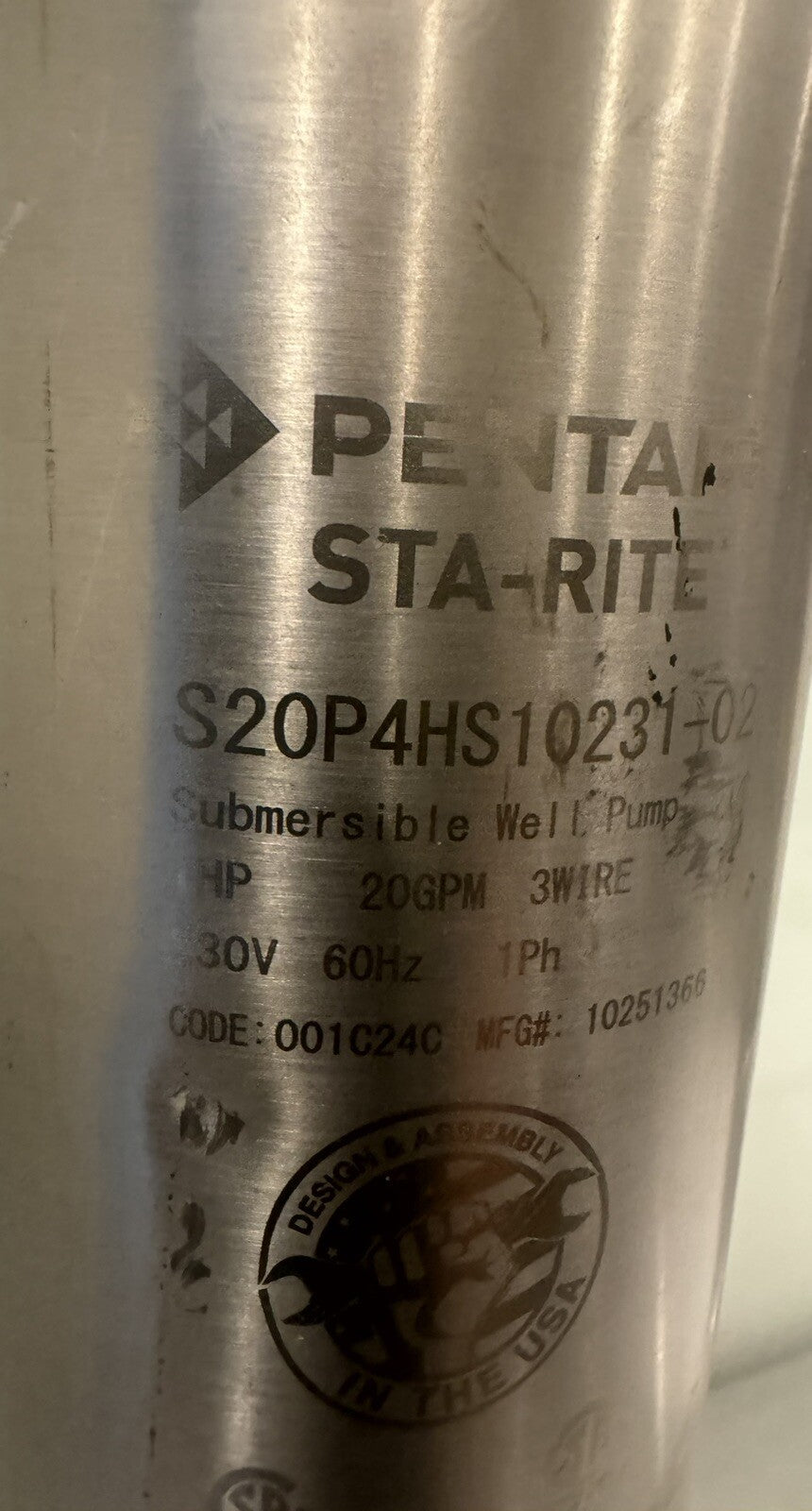 Pentair S20P4HS10231-02 Submersible Pump 20 GPM 3 Wire NEW! FREE SHIPPING!