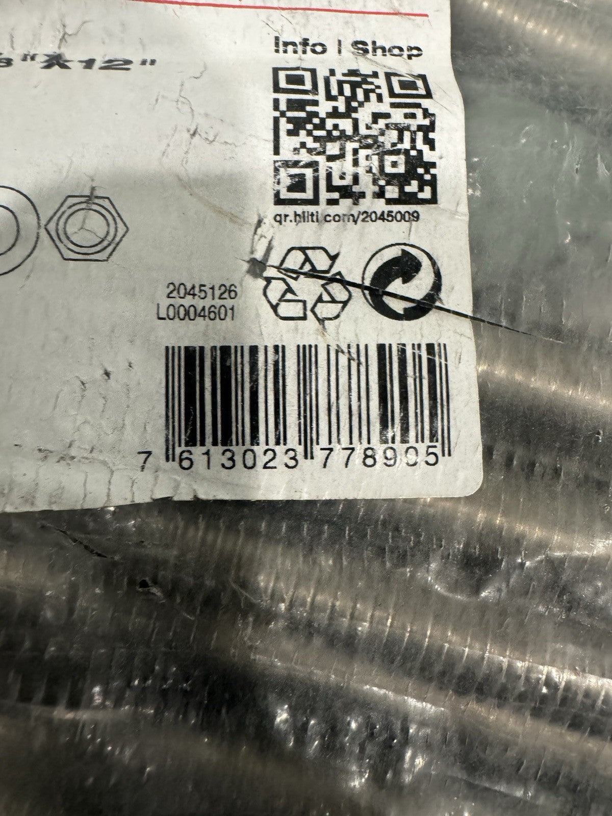 Hilti 2045009 HAS-R Anchor Rod 316 SS 5/8” X 12” 10 PACK NEW! FREE SHIPPING!