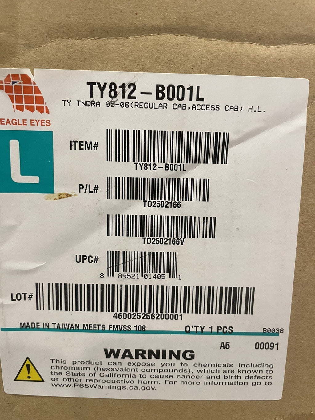 Eagle Eyes TY812-B001L Headlight Toyota Tundra 2005-06 NEW IN BOX! FREE SHIPPING