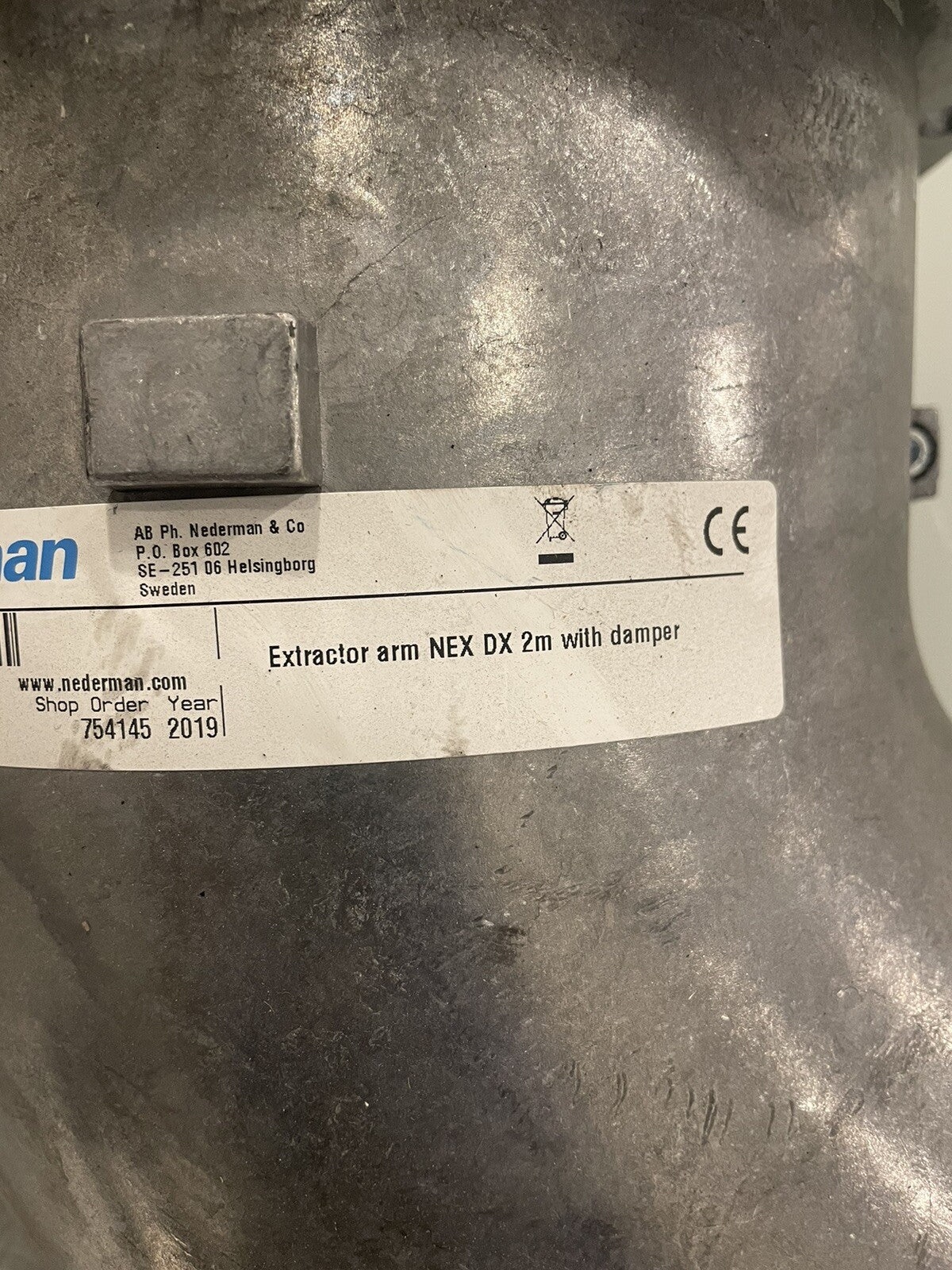 Nederman 10503232 Extraction Arm NEX DX 2M Elbow 19184-00 NEW! FREE SHIPPING!