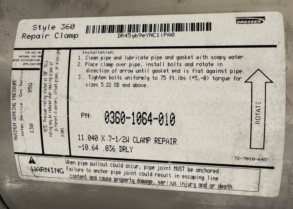 Dresser 0360-1064-010 Repair Clamp Style 360 3 Bolt NEW! FREE SHIPPING!