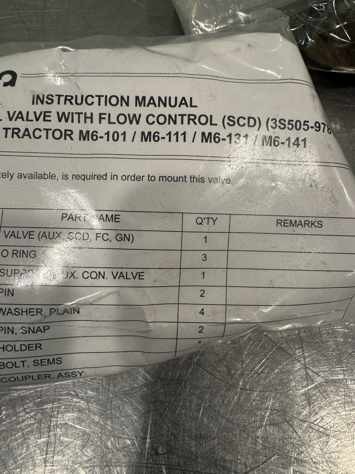 Kubota 3S505-97811 M7683A SCD FC VALVE KIT Auxiliary Control NEW IN BOX!