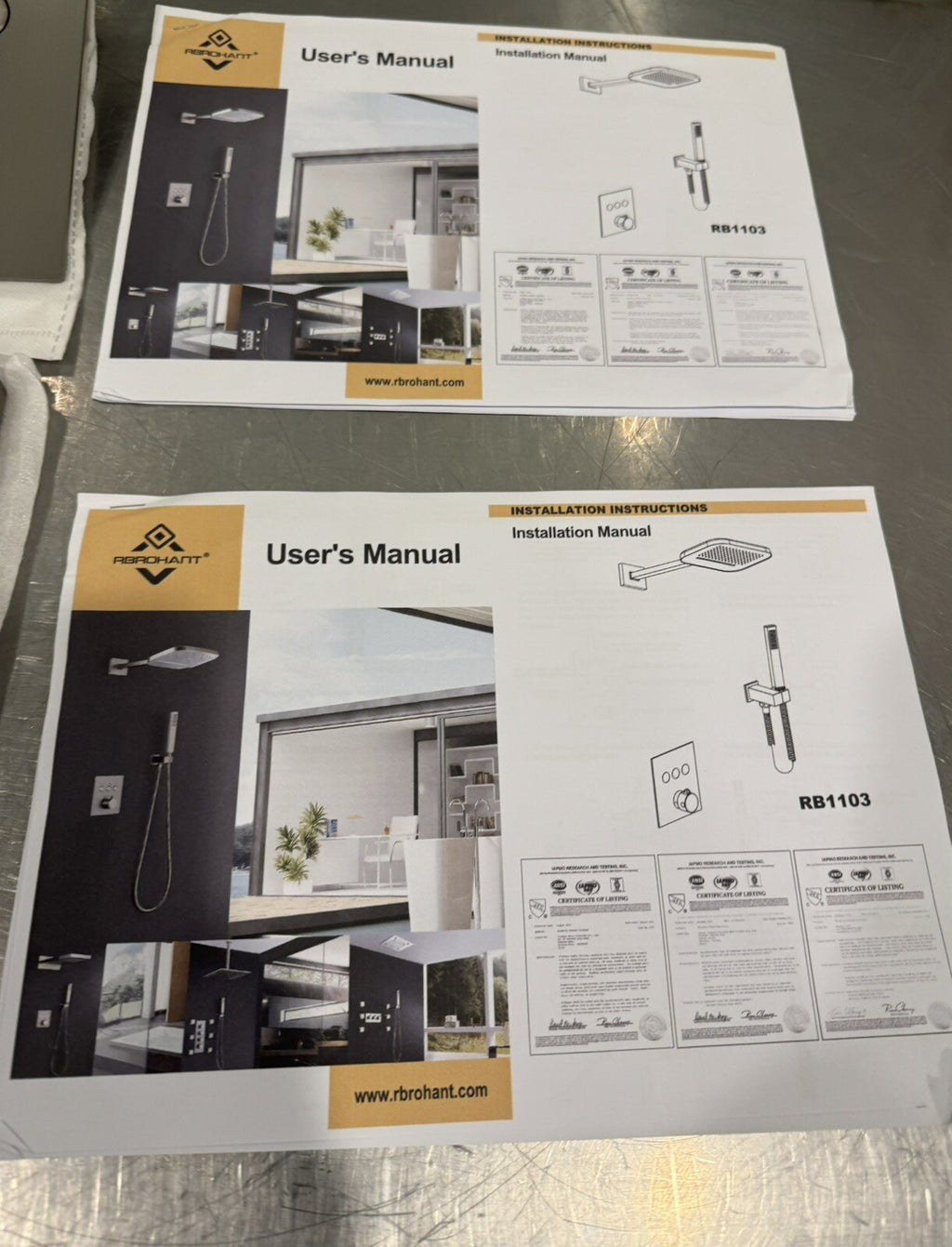 Rbrohant RB1103 Thermostatic Rainfall Shower System MISSING HANDLE NEW IN BOX!