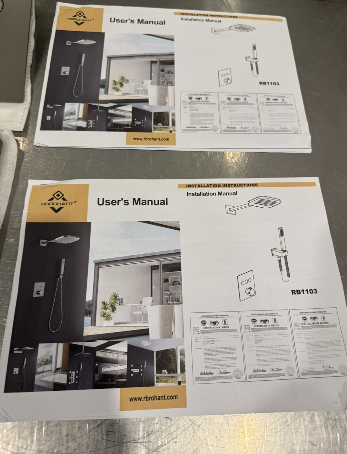 Rbrohant RB1103 Thermostatic Rainfall Shower System MISSING HANDLE NEW IN BOX!