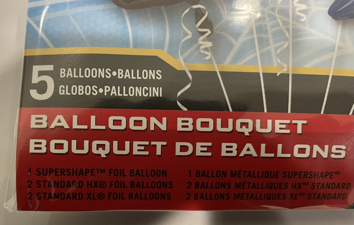(1) Spider-Man 5 PACK Balloon Bouquet Anagram 34667 NEW! FREE SHIPPING!