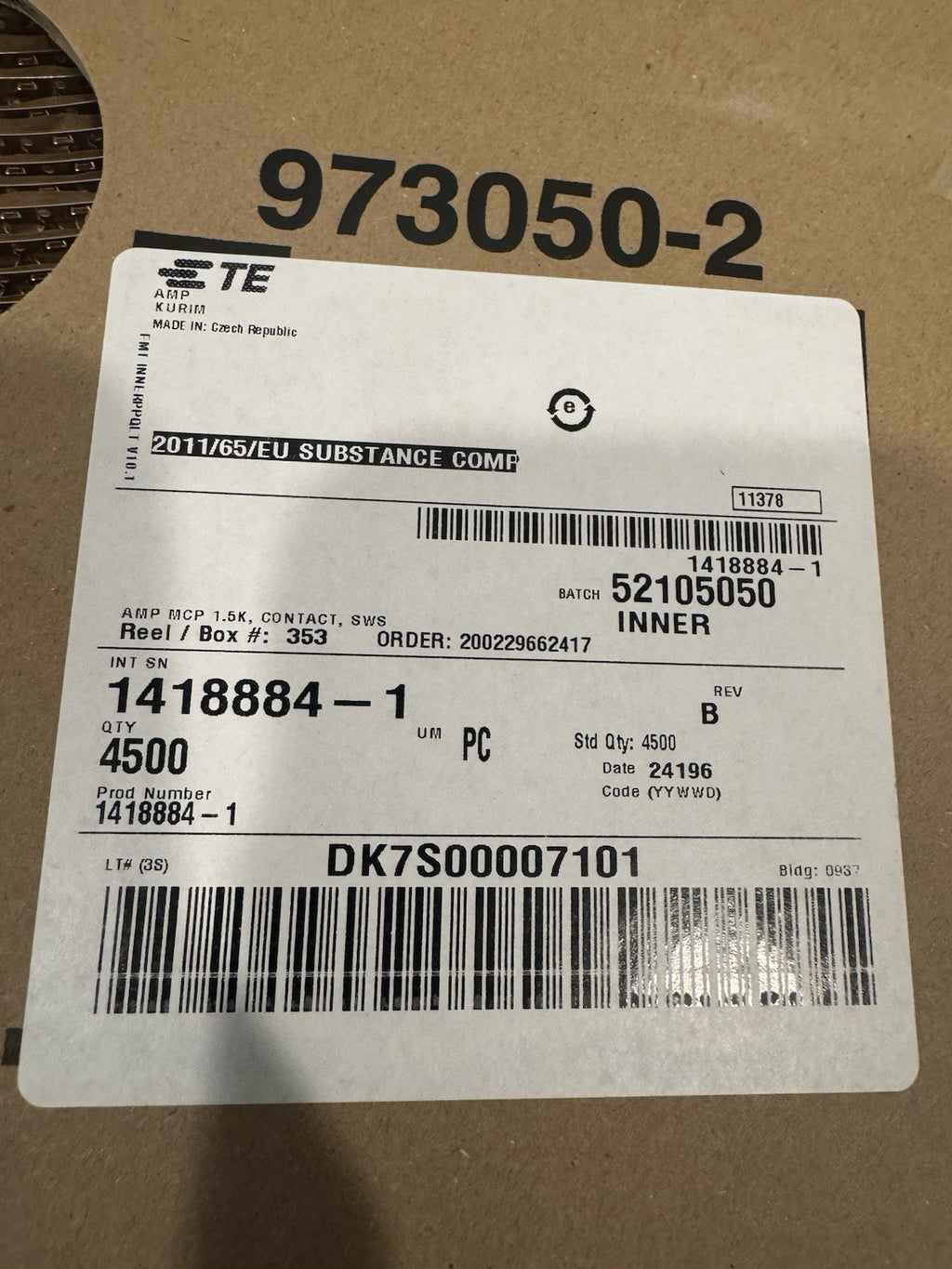 TE 1418884-1 Automotive Terminals AMP Connectors 4500 PACK NEW! FREE SHIPPING!