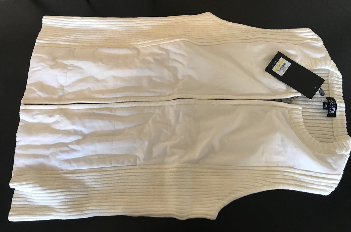 Jones New York Zip Front Quilted Vest Ivory NEW WITH TAGS 