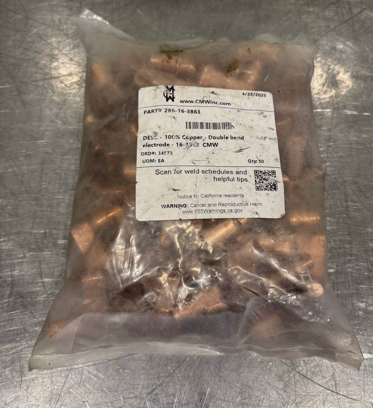 16-3863 Crank Tip Electrode 100% Copper Double Bend 286-16-3863 NEW! SHIPS FREE!