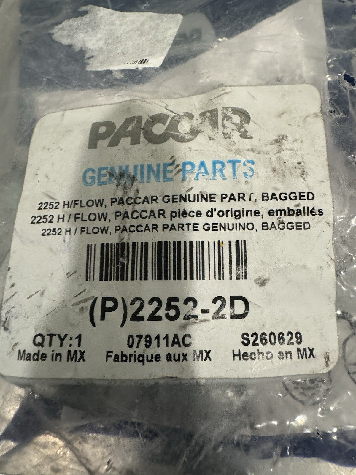 Paccar 2252-2D Fuel Divider Hi Flow RND Bag NEW! FREE SHIPPING!