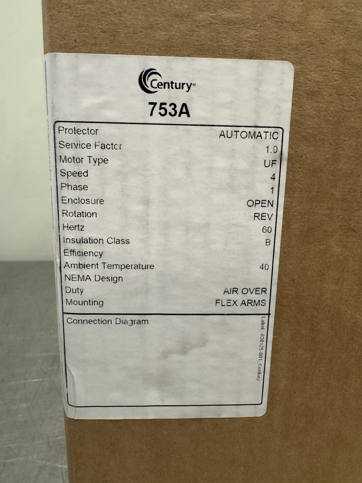 Century 753A Motor 1/3 HP 115V 5.6A RPM 1075/4SPD NEW! FREE SHIPPING!