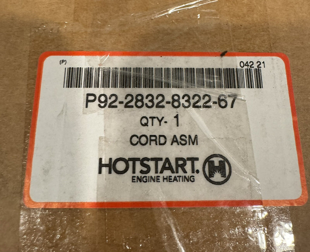 Hotstart P92-2832-8322-67 Engine Heater Cable Harnesss NEW! FREE SHIPPING!