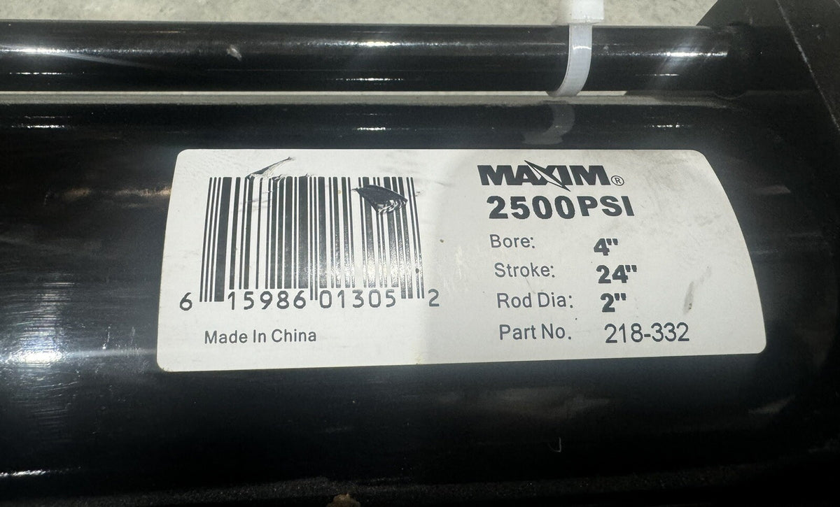 Maxim 218-332 Hydraulic Cylinder 4” Bore 24” Stroke 2” Rod 2500 PSI NEW!
