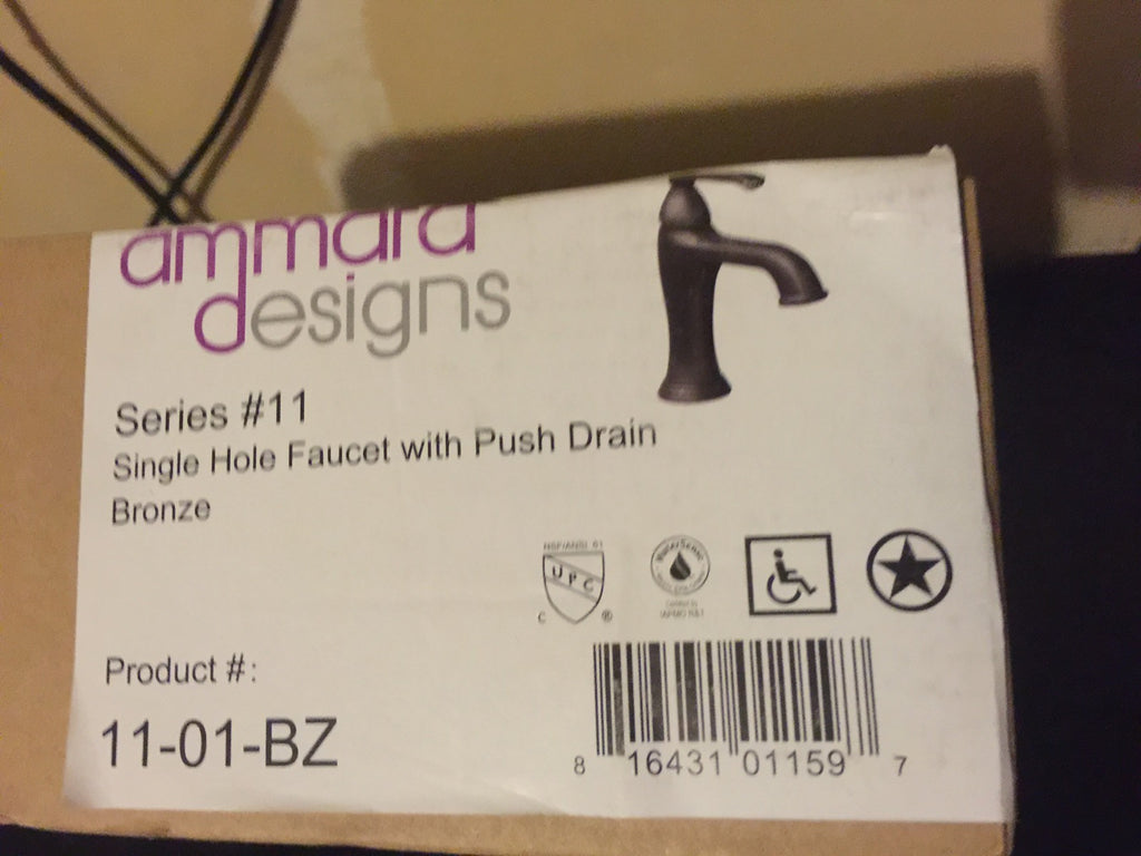 Ammara Designs 11-01-BZ Bronze Single Hole Faucet With Push Drain