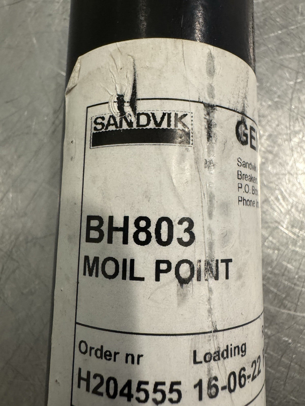 Sandvik BH803 Moil Point K133369 Breaker Genuine NEW! FREE SHIPPING!