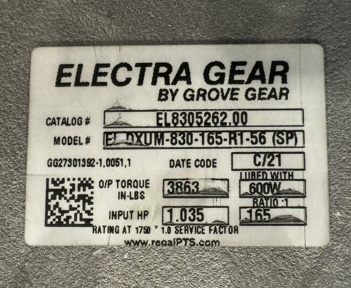 Grove Gear EL-DXUM-830-165-R1-56  Aluminum Gear Reduction EL8305262.00 NEW!!!