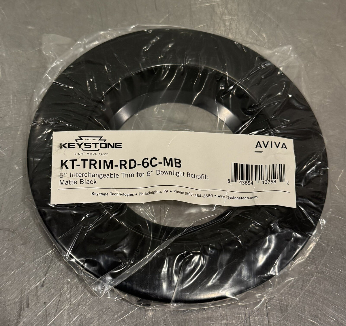 Keystone KT-TRIM-RD-6C-MB Downlight Trim Interchangeable Matte Black NEW!