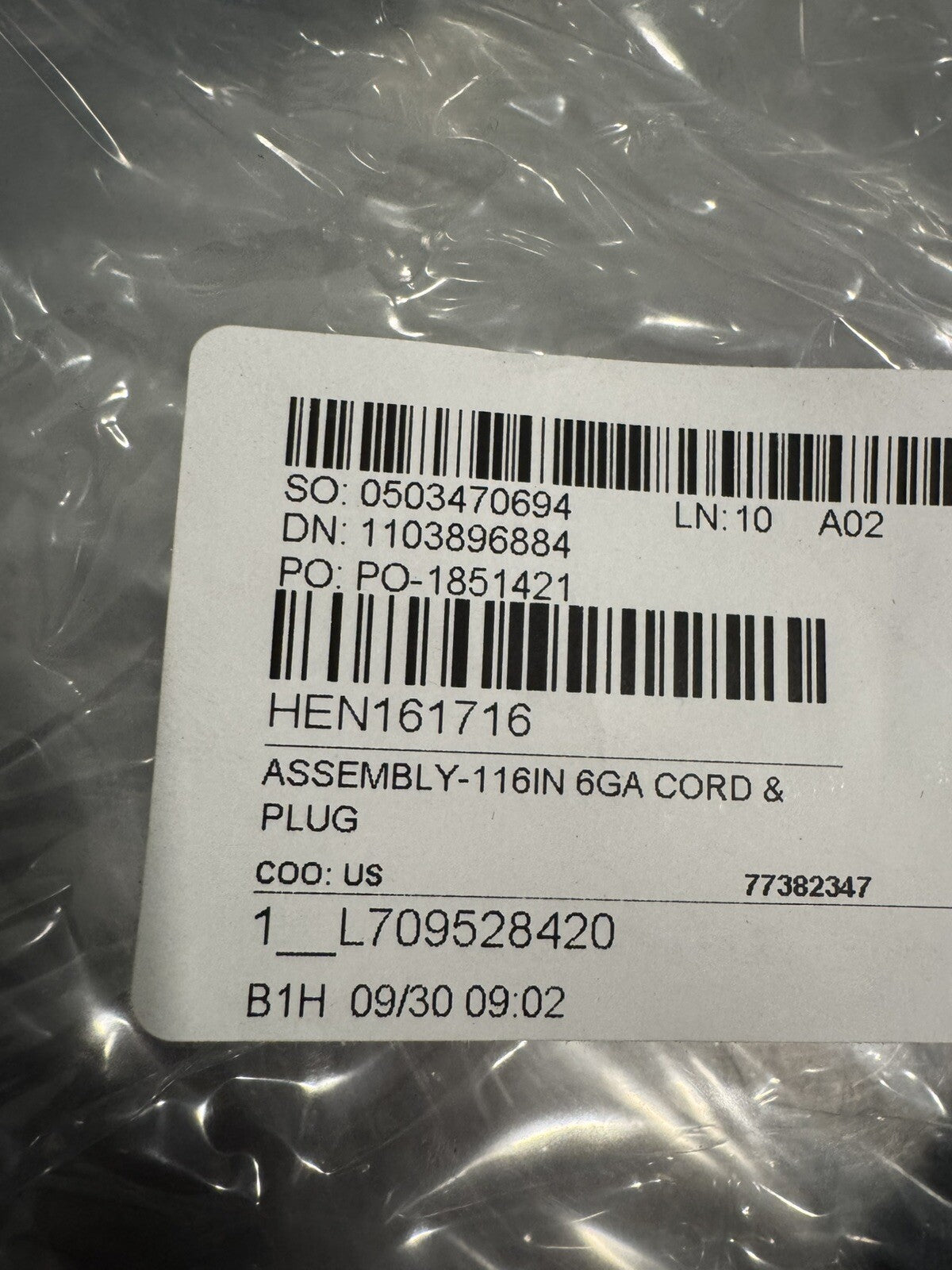 Henny Penny 161716 Cord 116” 6 Gauge Cord & Plug Genuine NEW! FREE SHIPPING!