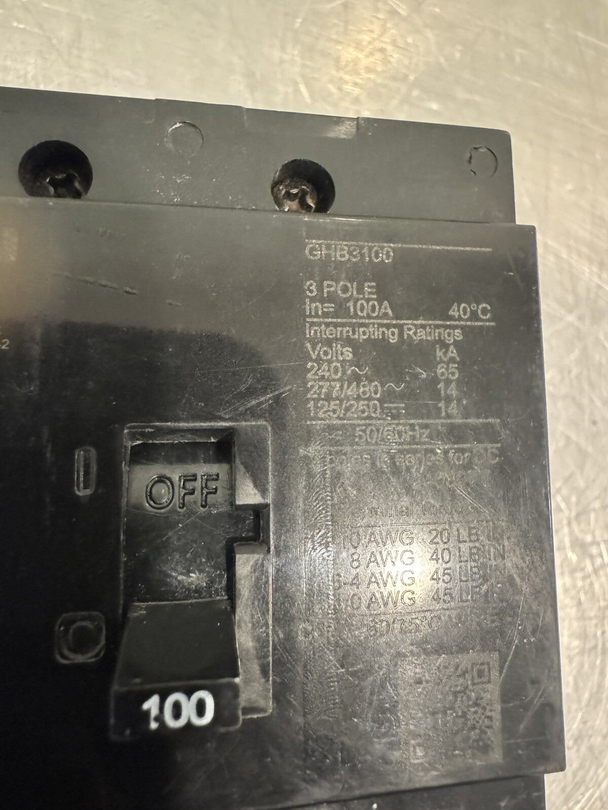 Eaton GHB3100 Circuit Breaker 100A 3 Pole NEW! FREE SHIPPING!