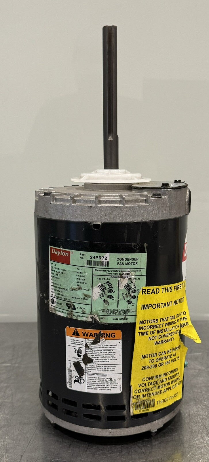 Dayton 24PR72 Open Air Over Condenser Fan Motor 1HP 208-230/460V NEW! SHIPS FREE
