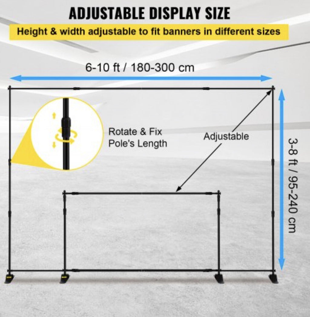 Vevor TE-15LE Adjustable 10 X 8 Photo Background/Banner Stand NEW!