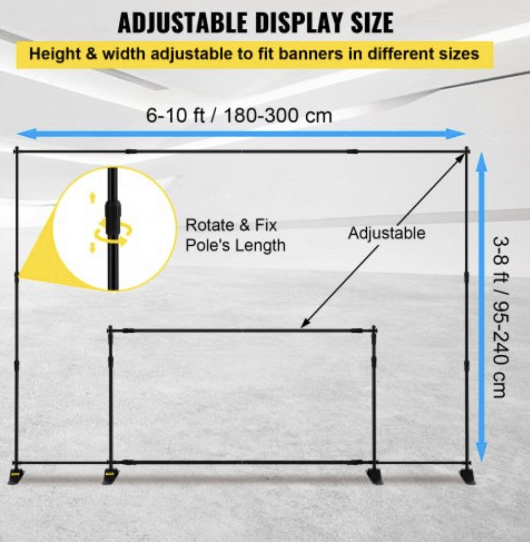 Vevor TE-15LE Adjustable 10 X 8 Photo Background/Banner Stand NEW!
