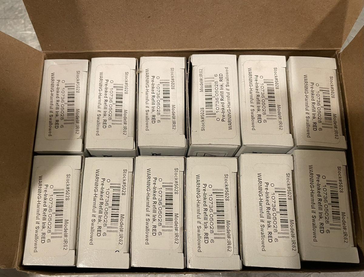 IR62 Re-Inking Fluid Stamp Refills Red 12PACK NEW! FREE SHIPPING!