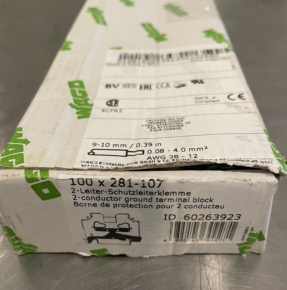 Wago 281-107 Terminal Block 2 Conductor BOX OF 100 NEW! FREE SHIPPING!