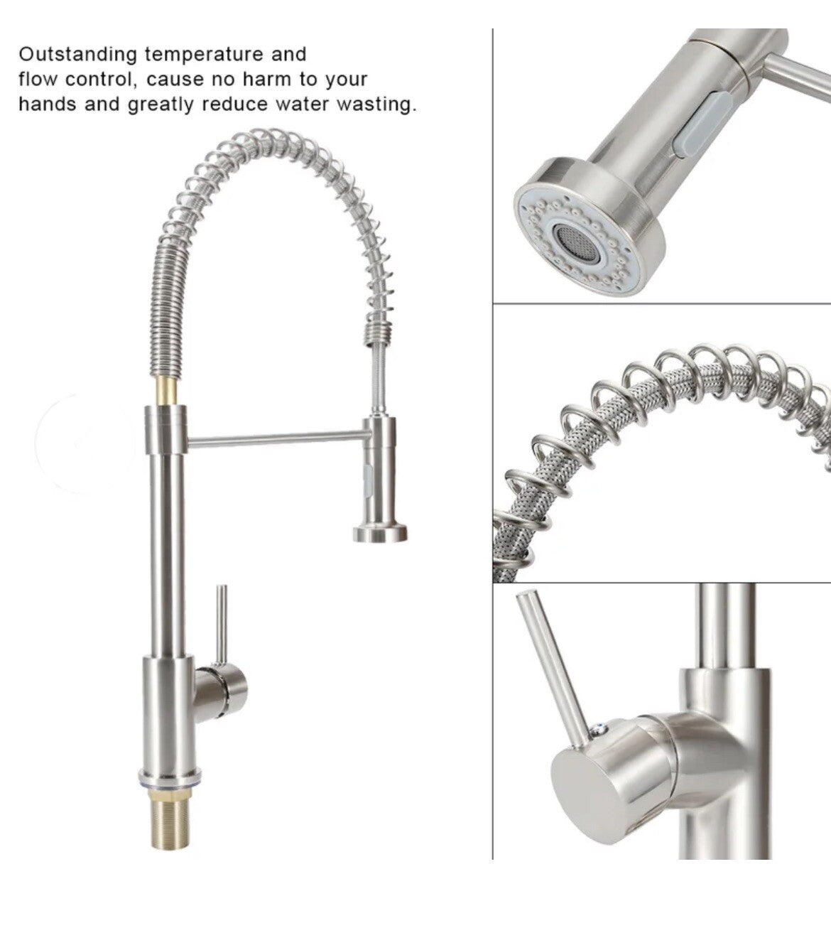 Kitchen Faucet Pull Down Brushed Chrome/Silver Finish Keenso US-JY27327 NEW!