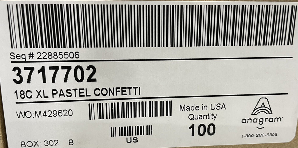Anagram 37177 XL 17” Pastel Confetti Happy Birthday NEW! FREE SHIPPING!