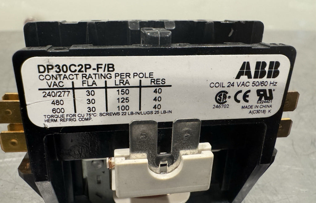 ABB DP30C2P-F/B Definite Purpose Contactor 30A Coil 24VAC NEW! FREE SHIPPING!