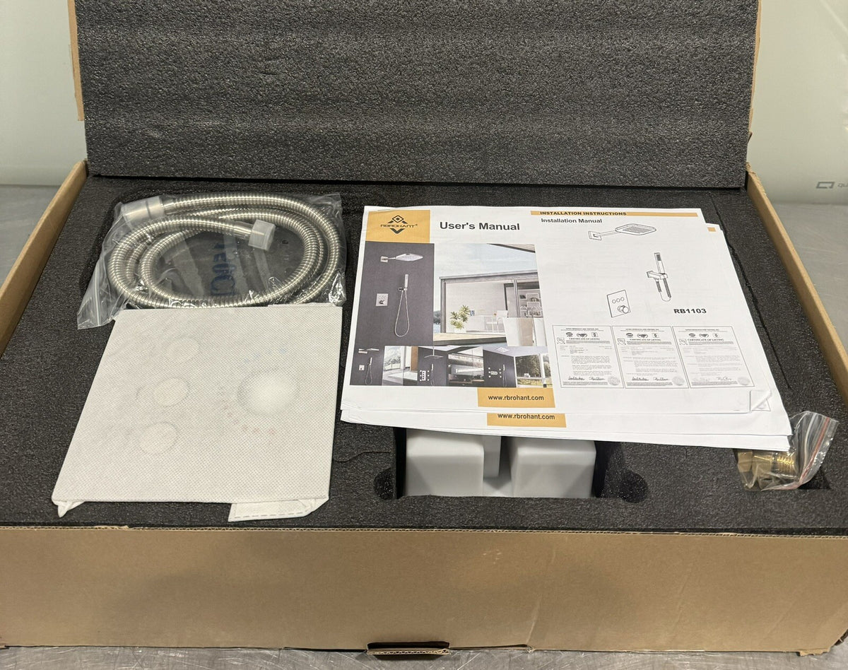 Rbrohant RB1103 Thermostatic Rainfall Shower System MISSING HANDLE NEW IN BOX!