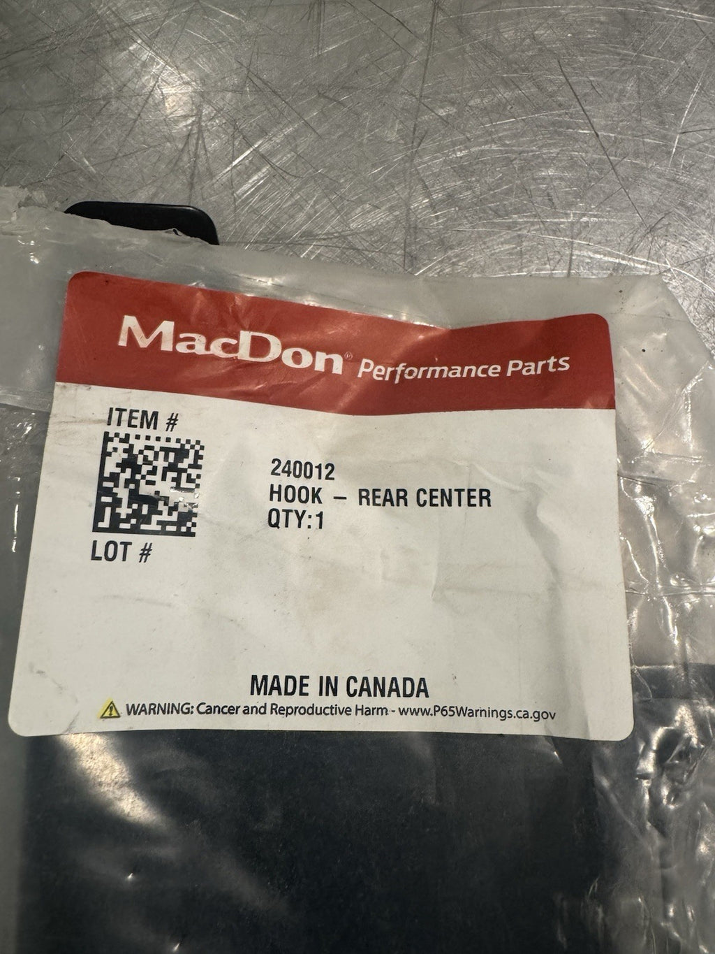 MacDon 240012 Hook, Rear Center Genuine NEW! FREE SHIPPING!
