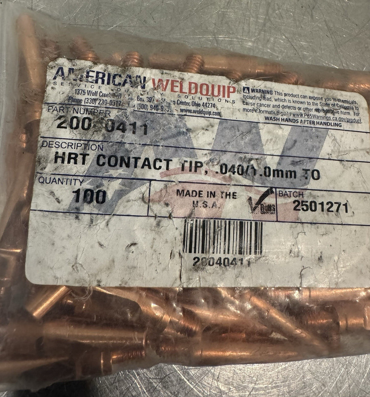 American Weldquip 20040411 Contact Tip HRT .040/1.0mm 100 PACK NEW! SHIPS FREE!