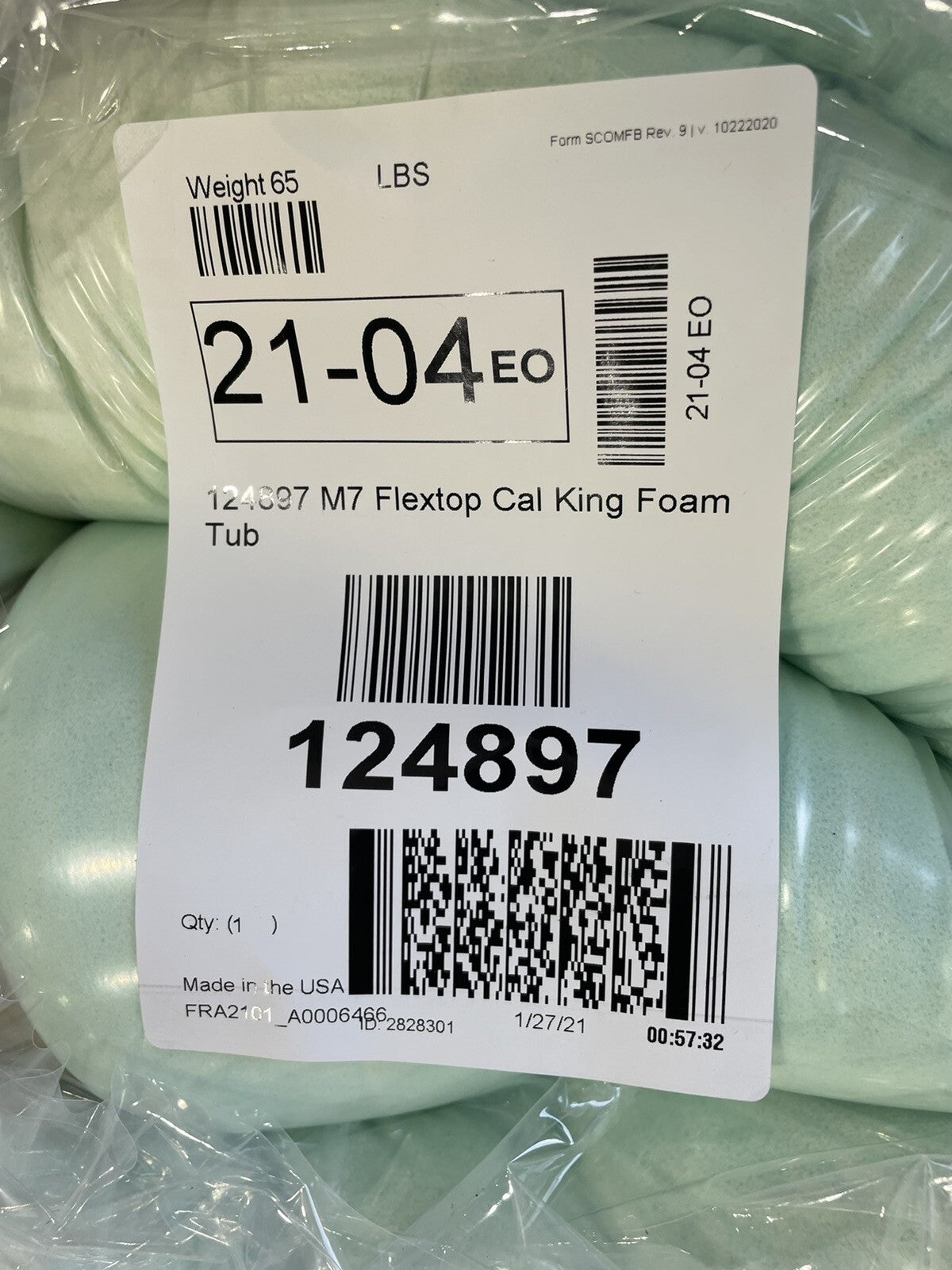 Sleepnumber 124897 M7 Flextop Cali King Foam Tub Topper NEW! FREE SHIPPING!