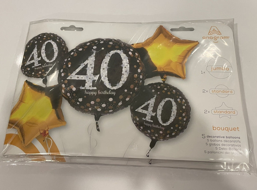 (1) Sparkling 40th Birthday Balloon Bouquet Anagram 32144 NEW! FREE SHIPPING!