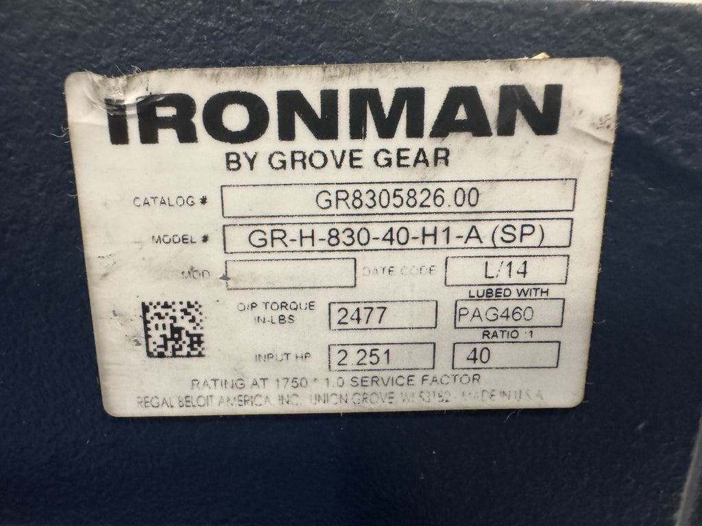 Grove GR-H-830-40-H1-A (SP) Ironman Gear Reducer NEW! FREE SHIPPING!