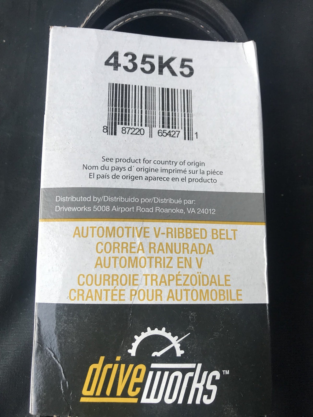 Drive Works 435K5 Automotive V-Ribbed Belt NEW