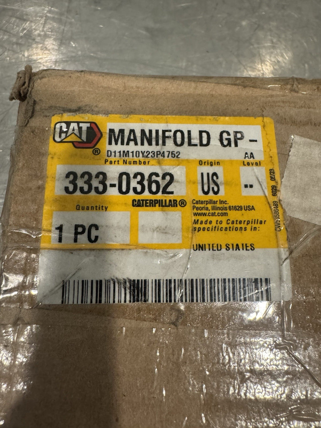 Caterpillar 333-0362 Manifold GP Control Valve Hydraulic Genuine NEW IN BOX!