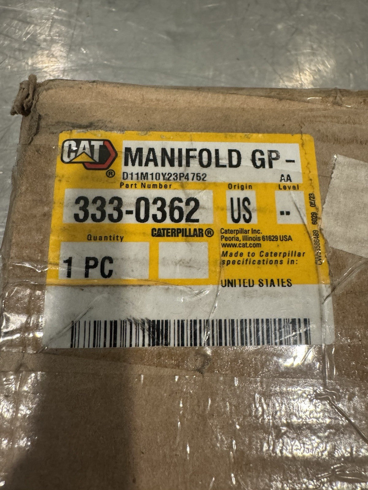 Caterpillar 333-0362 Manifold GP Control Valve Hydraulic Genuine NEW IN BOX!